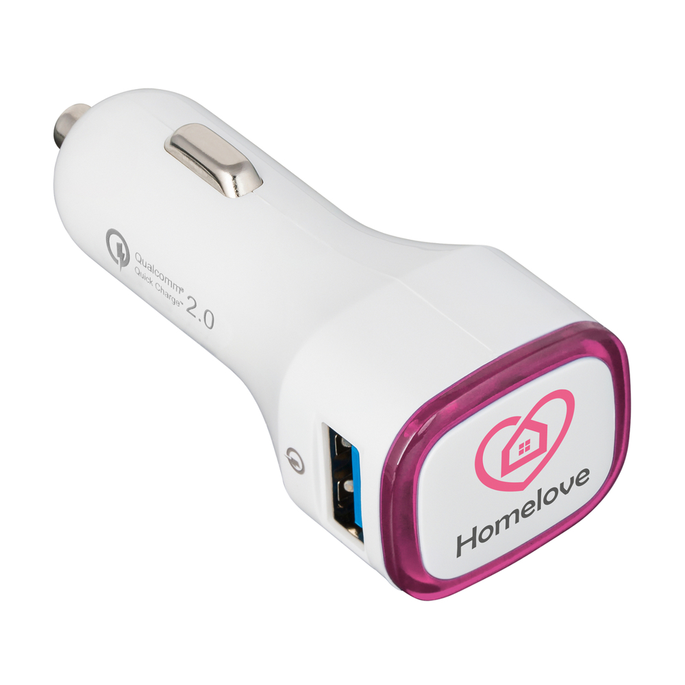 USB car charger Quick Charge 2.0® COLLECTION 500 - magenta, wit / magenta